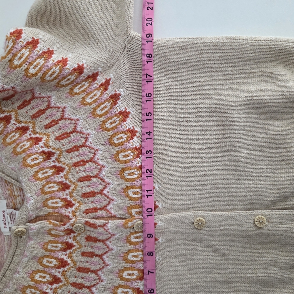 Sundance Wool Long Sleeve Button Up Fair Isle Cardigan Sweater - Picture 8 of 9